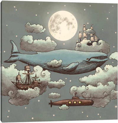 Ocean Meets Sky Square #1 Canvas Art Print - Whale Art
