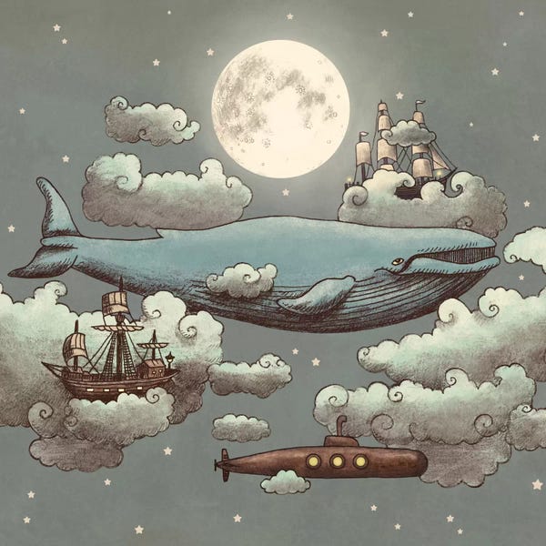 Kids Ocean Life Art: Ocean Meets Sky Square #1 by Terry Fan