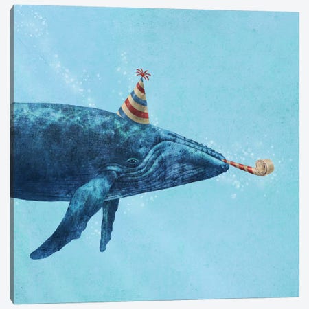 Party Whale Canvas Print #TFN154} by Terry Fan Canvas Wall Art
