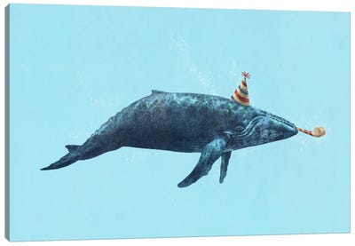 Party Whale Landscape Canvas Art Print - Book Illustrations 