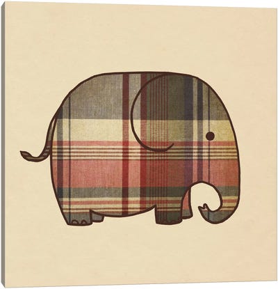 Plaid Elephant Canvas Art Print - Animal Illustrations