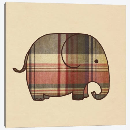 Plaid Elephant Canvas Print #TFN158} by Terry Fan Art Print