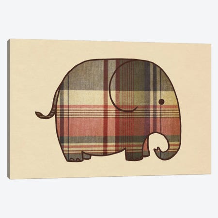 Plaid Elephant Landscape Canvas Print #TFN159} by Terry Fan Canvas Print