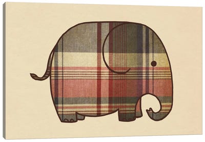Plaid Elephant Landscape Canvas Art Print - Terry Fan