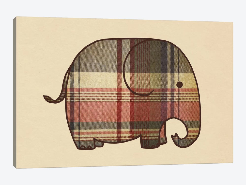 Plaid Elephant Landscape by Terry Fan 1-piece Art Print