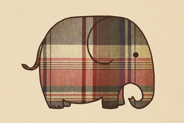 Terry Fan: Plaid Elephant Landscape by Terry Fan
