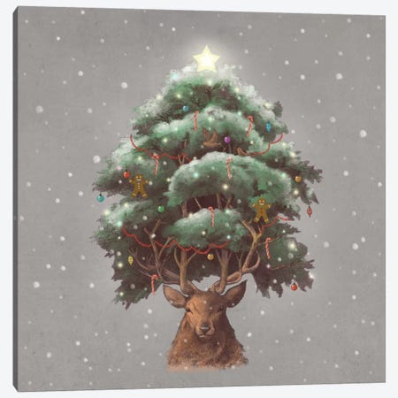 Reindeer Tree Canvas Print #TFN162} by Terry Fan Canvas Art