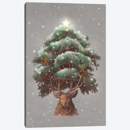 Reindeer Tree Portrait Canvas Print #TFN163} by Terry Fan Canvas Art