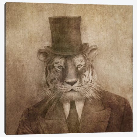 Sir Tiger Square Canvas Print #TFN177} by Terry Fan Canvas Artwork