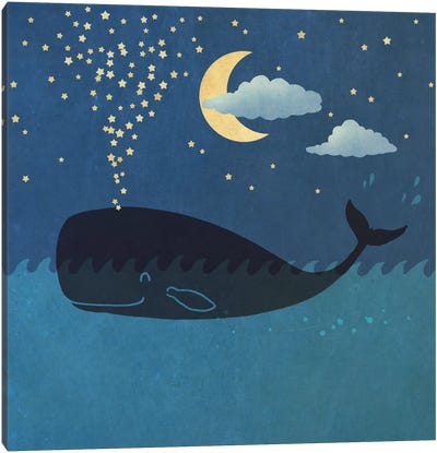 Star Maker Square Canvas Art Print - Whale Art