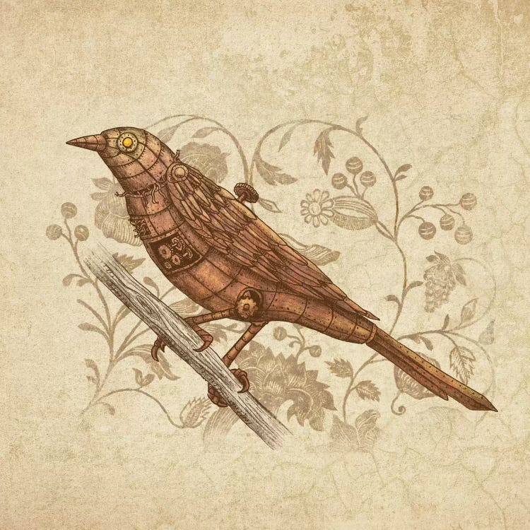 Steampunk Songbird Square by Terry Fan wall art