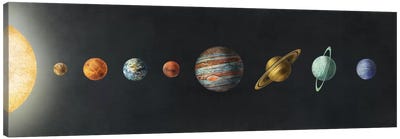 The Solar System Black Canvas Art Print - 3-Piece Astronomy & Space