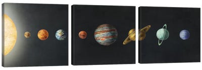 The Solar System Black Canvas Art Print - 3-Piece Map Art