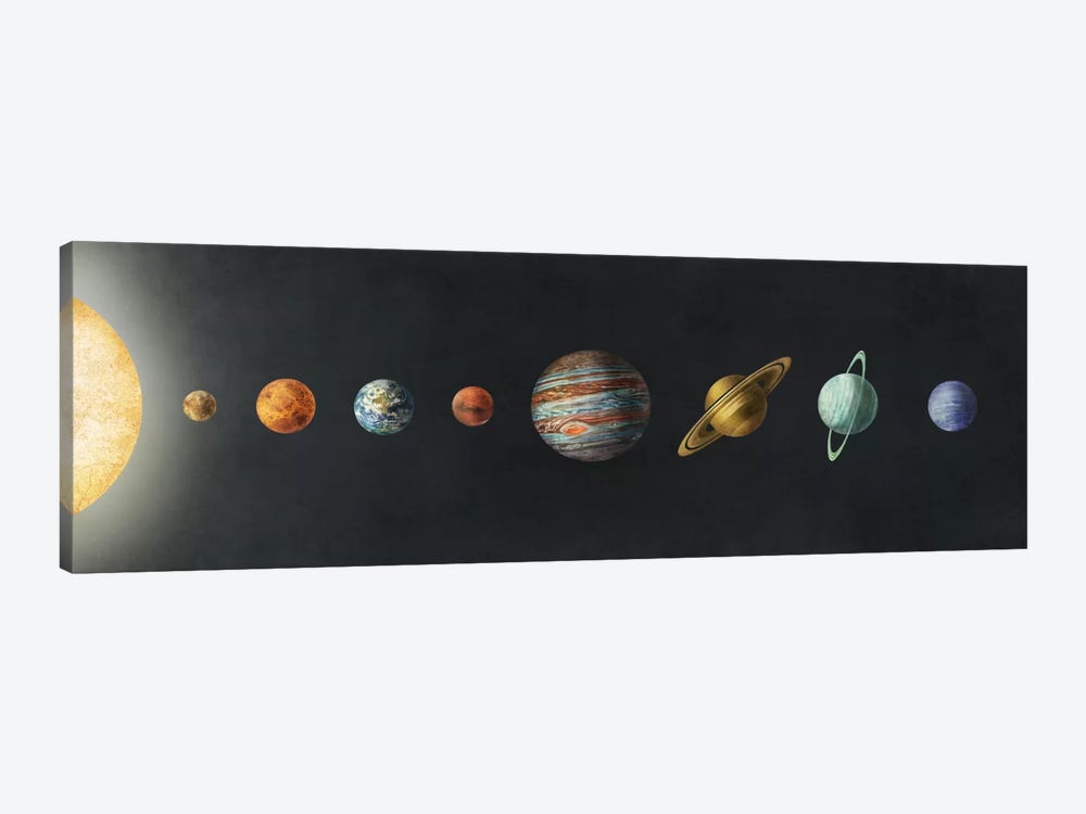 The Solar System Black 1-piece Canvas Art Print