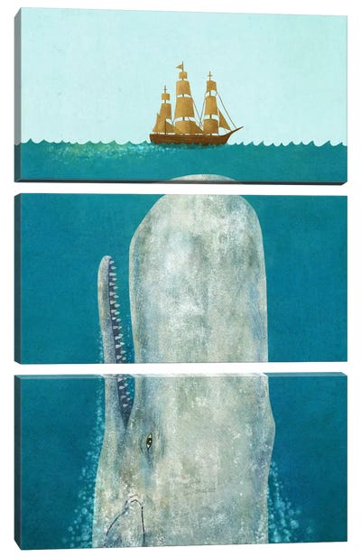 The Whale Canvas Art Print - 3-Piece Vintage Art