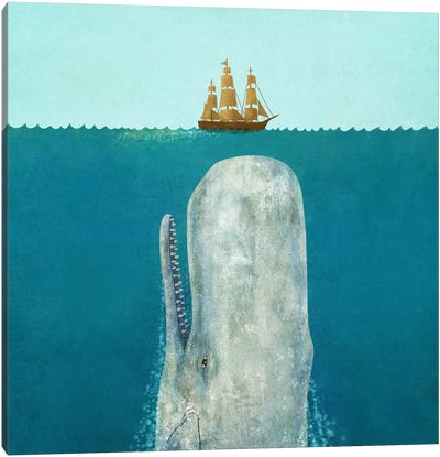 The Whale Square Canvas Art Print - Book Illustrations 