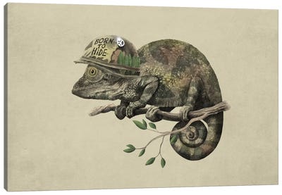Born to Hide Landscape Canvas Art Print - Chameleons