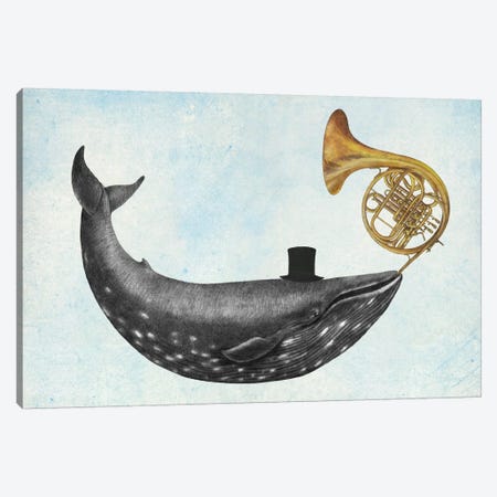 Whale Song Blue Canvas Print #TFN227} by Terry Fan Canvas Artwork