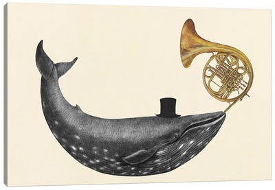 Whale Song Canvas Art Print - Kids Nautical Art