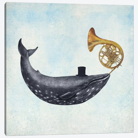Whale Song Blue Square Canvas Print #TFN229} by Terry Fan Canvas Art Print
