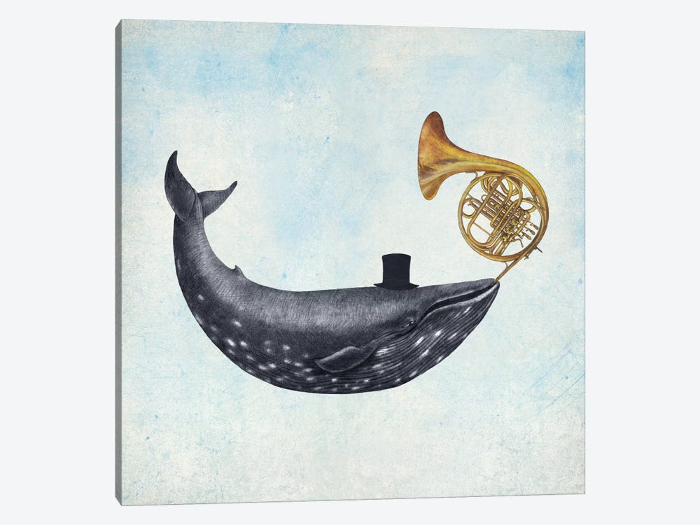 Whale Song Blue Square by Terry Fan 1-piece Canvas Wall Art
