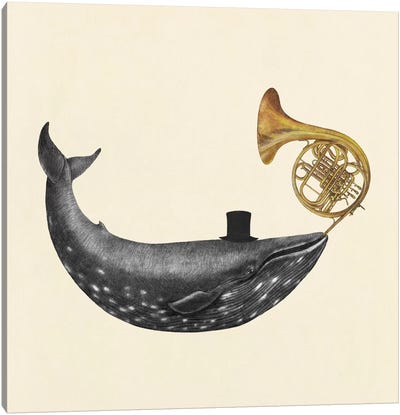 Whale Song Square Canvas Art Print - Children's Illustrations 