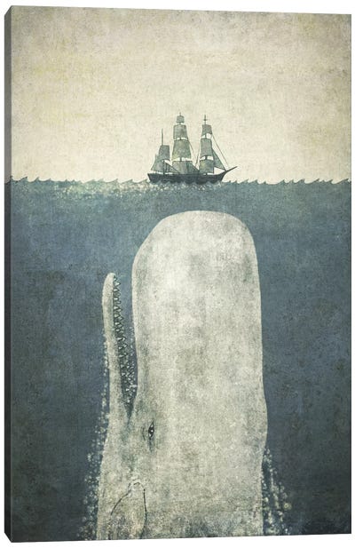 White Whale Canvas Art Print - Nautical Décor