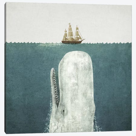 White Whale Square Canvas Print #TFN232} by Terry Fan Canvas Art