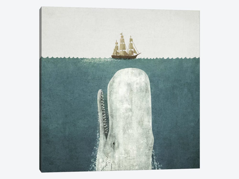 White Whale Square by Terry Fan 1-piece Canvas Artwork