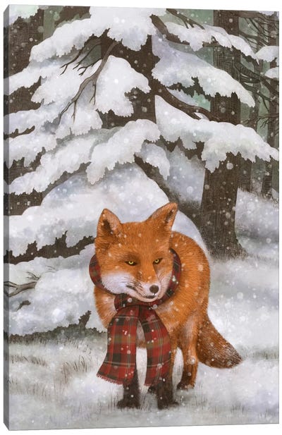 Winter Fox Canvas Art Print - Children's Illustrations 