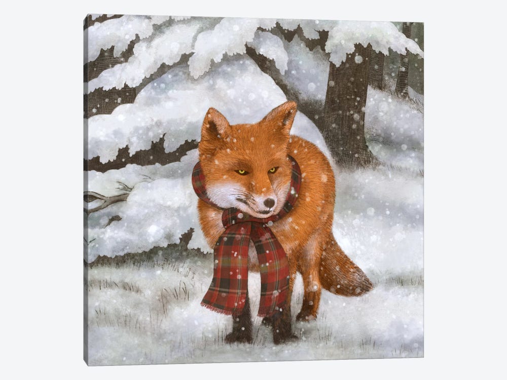 Winter Fox Square by Terry Fan 1-piece Canvas Print