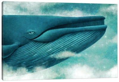 Dream Of The Blue Whale Canvas Art Print - Children's Illustrations 