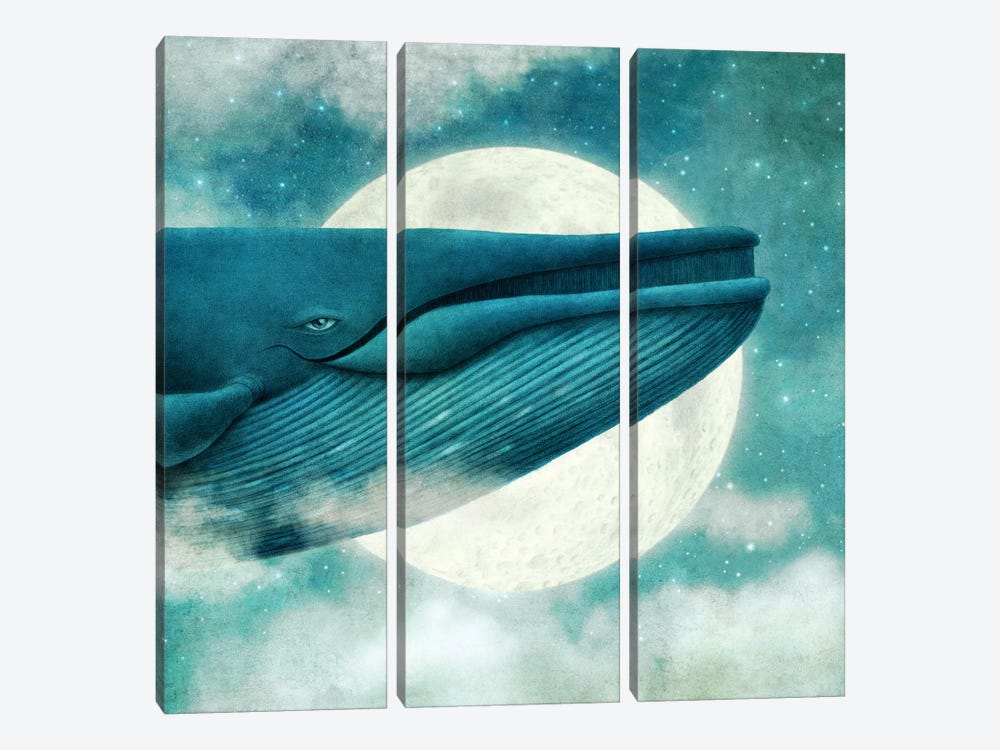 Dream Of The Blue Whale Square by Terry Fan 3-piece Canvas Print