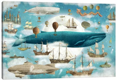 Ocean Meets Sky #3 Canvas Art Print - Animal Illustrations