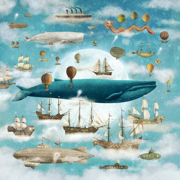Kids Ocean Life Art: Ocean Meets Sky Square #3 by Terry Fan
