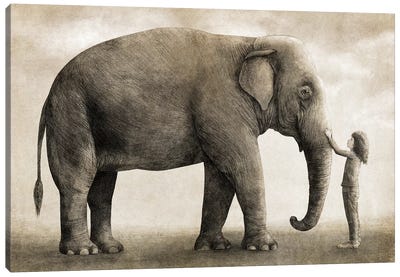 One Amazing Elephant Canvas Art Print - Children's Illustrations 