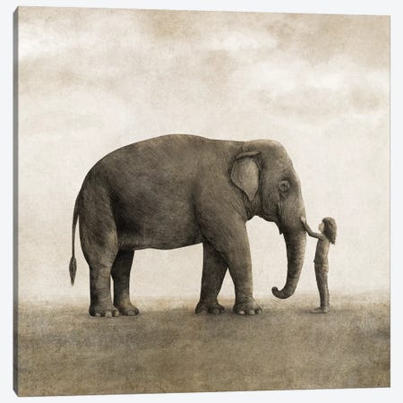 One Amazing Elephant Square Canvas Print #TFN268} by Terry Fan Art Print
