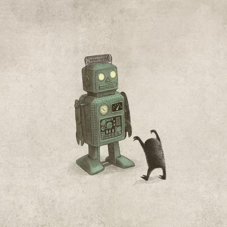 Robot Vs. Alien by Terry Fan wall art