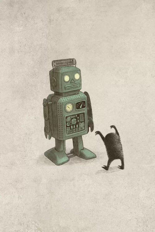 Robot Vs. Alien Portrait by Terry Fan wall art