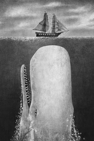 Kids Nautical Art: The Whale Grayscale by Terry Fan