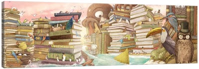 Library Islands Canvas Art Print - Monster Art
