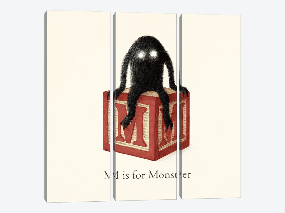 M Is For Monster I by Terry Fan 3-piece Canvas Wall Art