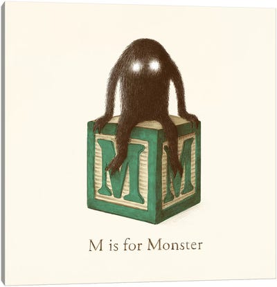 M Is For Monster II Canvas Art Print - Building Blocks