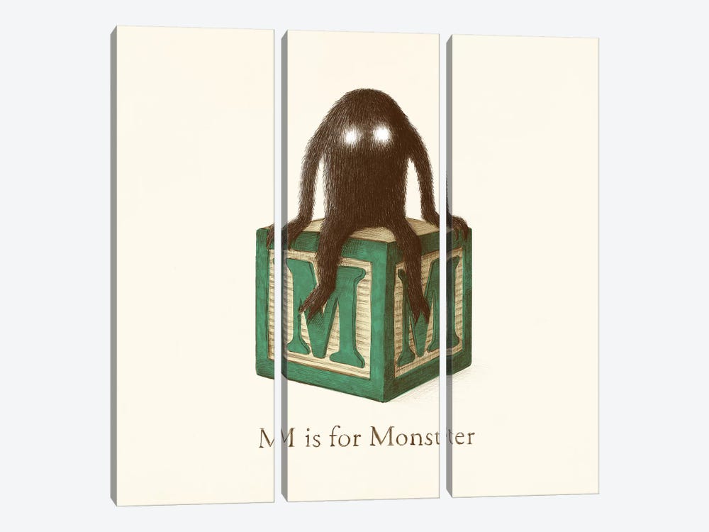 M Is For Monster II by Terry Fan 3-piece Canvas Print