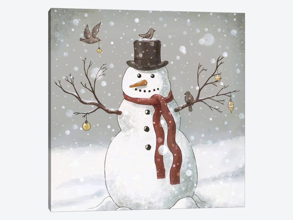 Christmas Snowman Square by Terry Fan 1-piece Canvas Wall Art