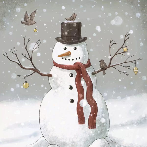 Children's Illustrations: Christmas Snowman Square by Terry Fan