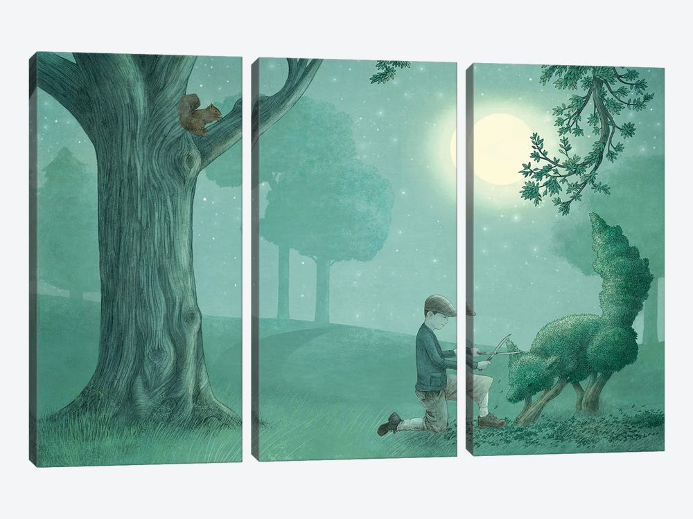 William And The Fox by Terry Fan 3-piece Canvas Wall Art
