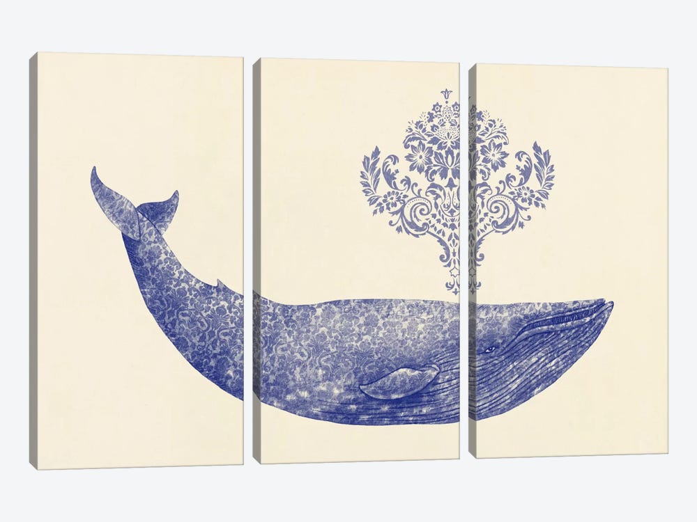 Damask Whale #1 by Terry Fan 3-piece Canvas Artwork
