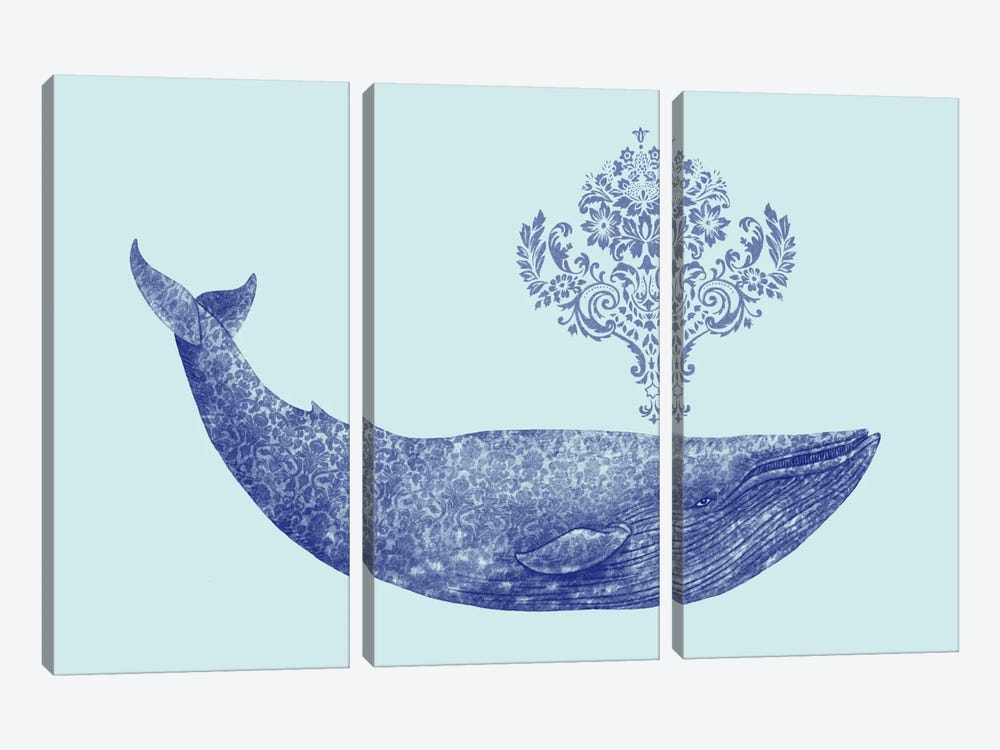 Damask Whale #2 by Terry Fan 3-piece Canvas Print