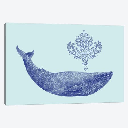 Damask Whale #2 Canvas Print #TFN39} by Terry Fan Canvas Artwork